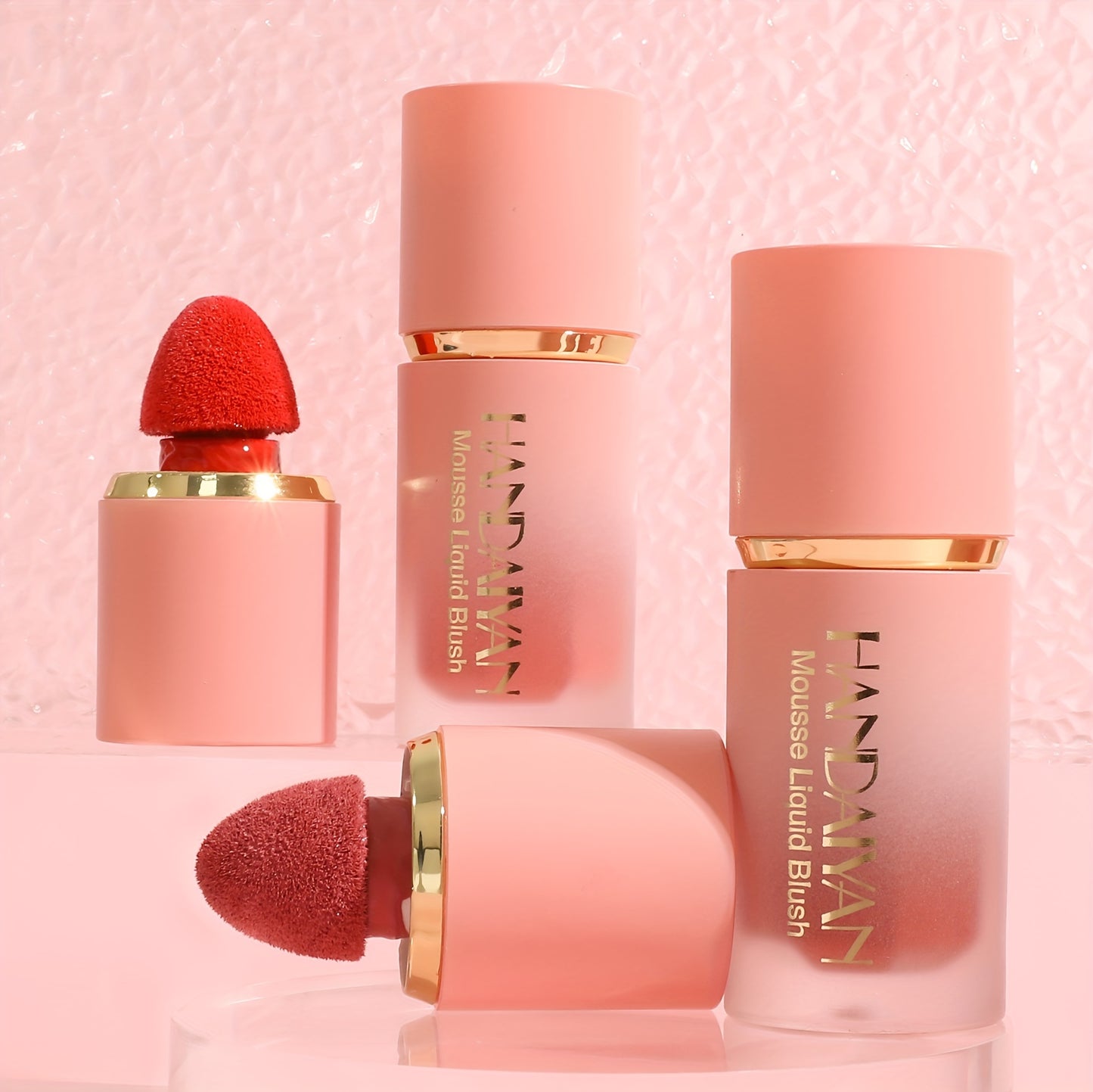 1/2pcs HANDAIYAN Velvet Liquid Blush Set - Medium Coverage, Waterproof, Brightening Cream Blush for All Skin Tones, Natural Berry Tone, Long-Lasting Soft Pinch Face Cream Blush Makeup