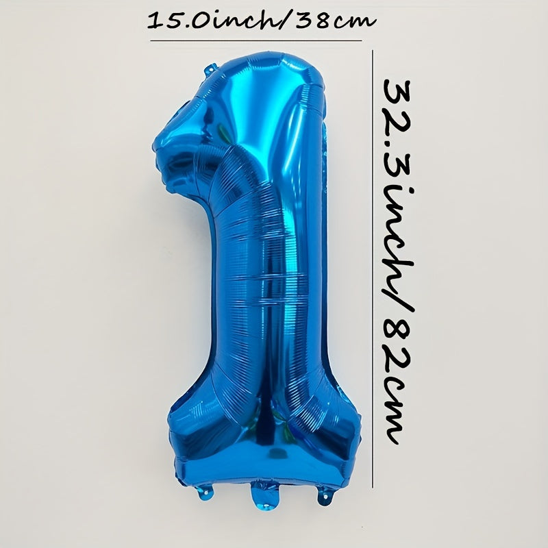 1pc Giant 32-inch Blue Number "60.96cm Balloon - Perfect for Birthdays, Weddings, Anniversaries & Theme Parties - Durable Self-Sealing Aluminum Film, Ideal for Celebrations & Decor, Birthday Balloons