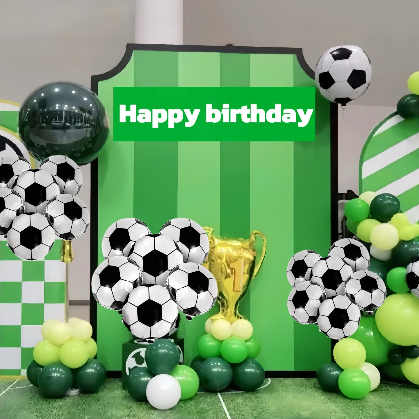 7pcs Soccer Trophy Balloon Set - Aluminum Foil, Self-Sealing Sports Theme Party Decor for Birthdays & Bar Celebrations,, Party Decoration