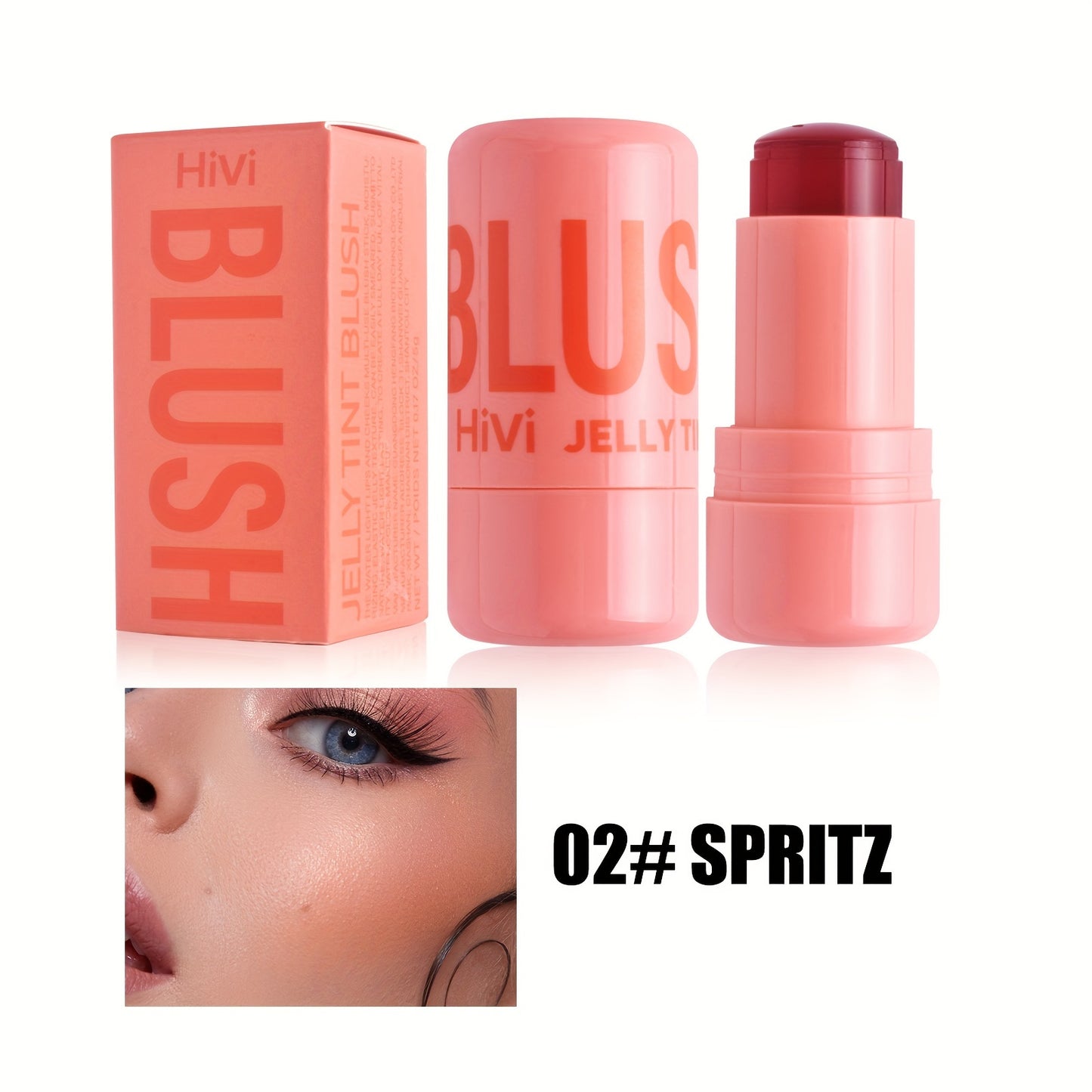 Waterproof Jelly Blush Stick - Dual-Use for Lips & Cheeks, Lightweight Concealer, Brightens All Skin Tones, 5g