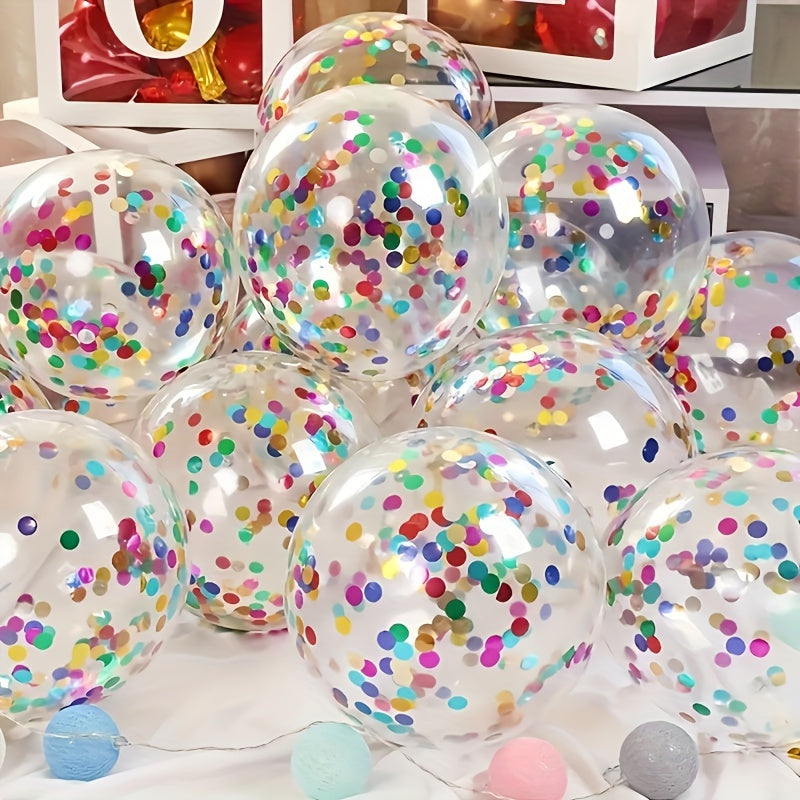 20pcs Sparkling Rainbow Confetti Balloons - Perfect for Birthdays, Weddings, Parties & More - Durable Latex, Indoor/Outdoor Decor, Birthday Balloons