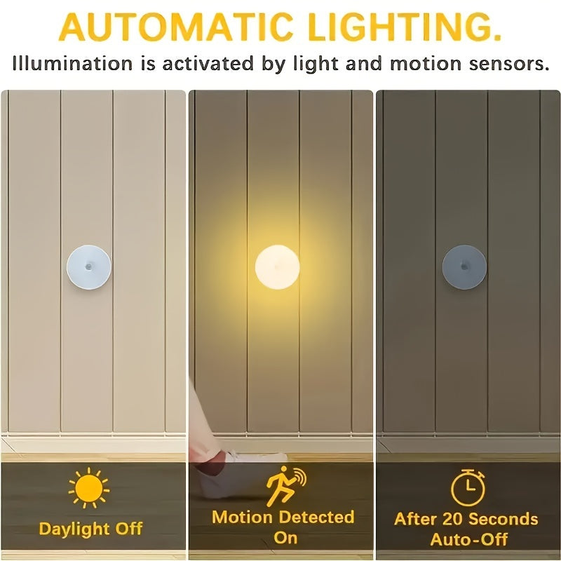 AMill 6-Pack LED Step Lights with Smart Dual Sensor - Motion and Light Activated, Polished Plastic Sconce with PVC Shade, Rechargeable 250mAh Lithium Battery, Wireless, Semi-Flush Mount, Indoor Night Light for Staircase, Bedr