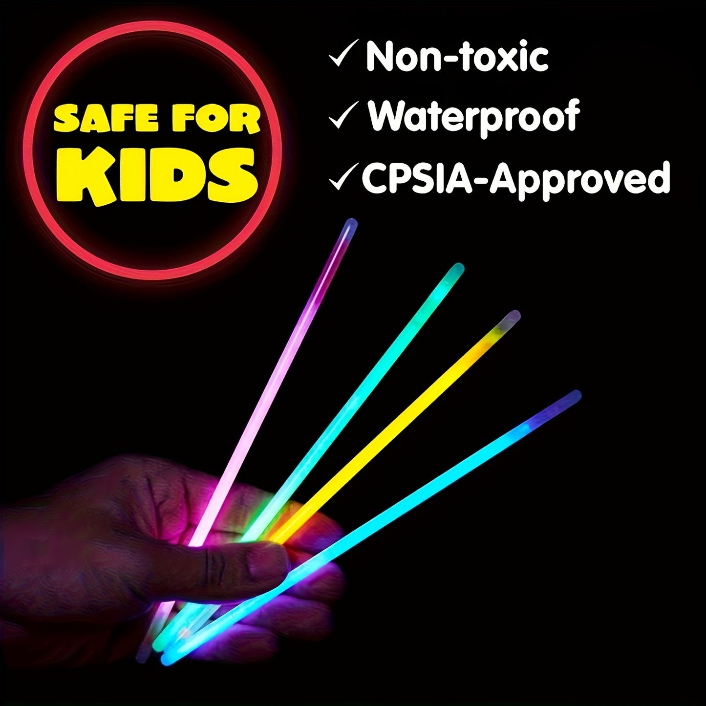 100pcs Vibrant Glow Sticks - Battery-Free, Flexible Neon Rods for Parties, Christmas, Halloween & Easter Decorations