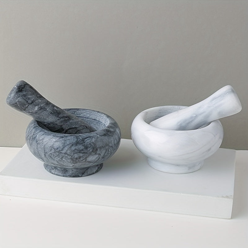 Premium Marble Mortar and Pestle Set - Perfect for Garlic, Spices & Herbs - Durable Kitchen Gadget with Unique Texture Design - Available in White or Black