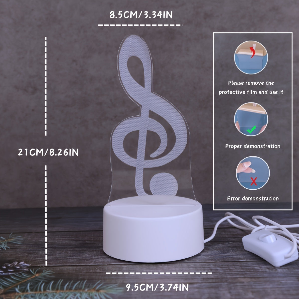 USB-Powered 3D Music Note Night Light - Creative Table Lamp for Bedroom & Living Room Decor, Perfect Birthday or Holiday Gift