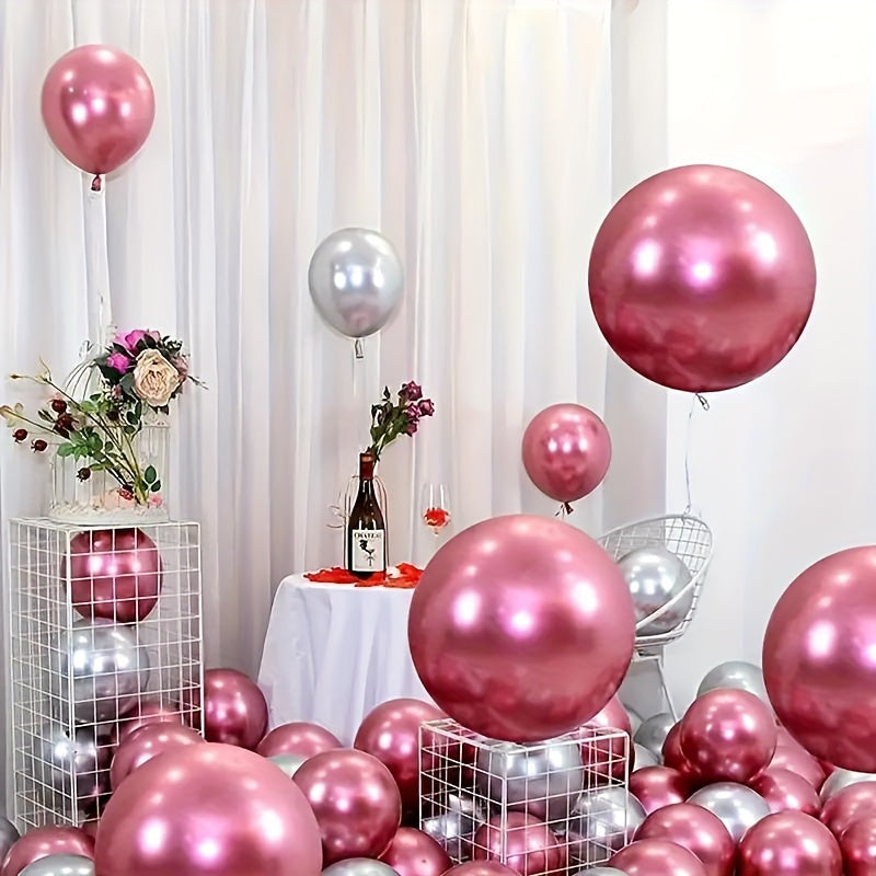 48pcs Sparkling Metallic Balloons Set - Emulsion Material, No Electricity Needed, Ideal for Weddings, Birthdays, Christmas, New Year, Valentine'S Day - Versatile Party Decorations for Ages 14+