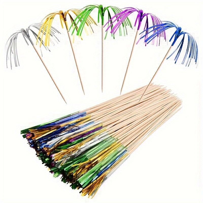 20pcs Vibrant Tassel Firework Picks - Perfect for Party Table Decor, Birthdays, Graduations & More - No Batteries Required, Feather-Free, Party Decorations Supplies