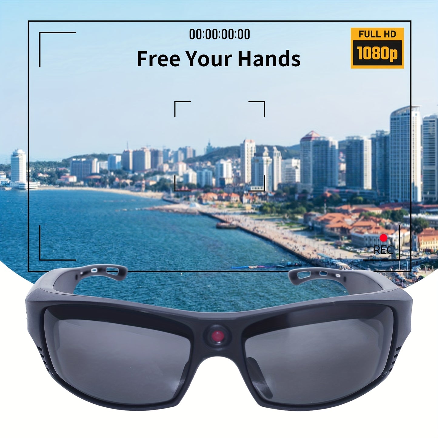 Smart Music Camera Glasses HD 1080P Smart Sunglasses Video Glasses, Wireless Earphones, Open Ear Headphones, Sports Action Camera For Biking, Skiing, Motorcycling, Fishing, Travelling