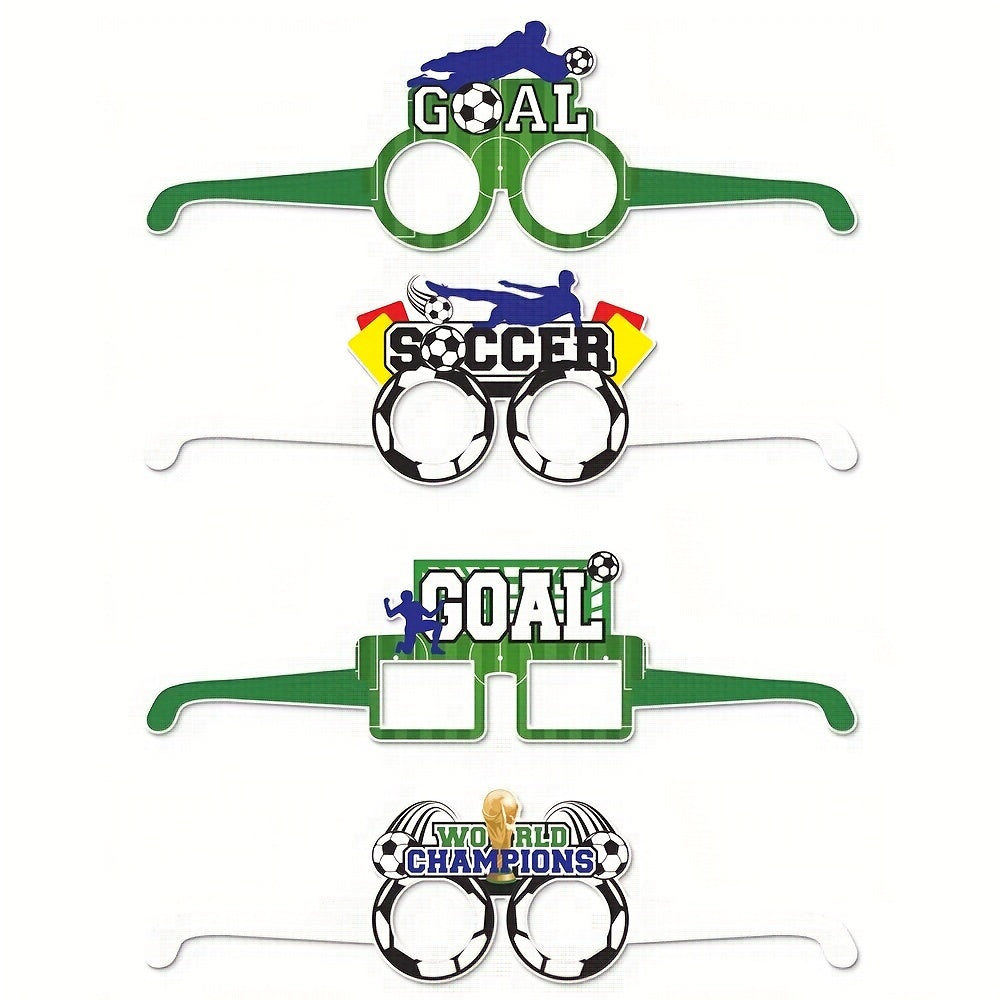 8pcs, Creative Football Theme Paper Glasses Decoration Birthday Party Photo Props Supplies Sport Party Favor