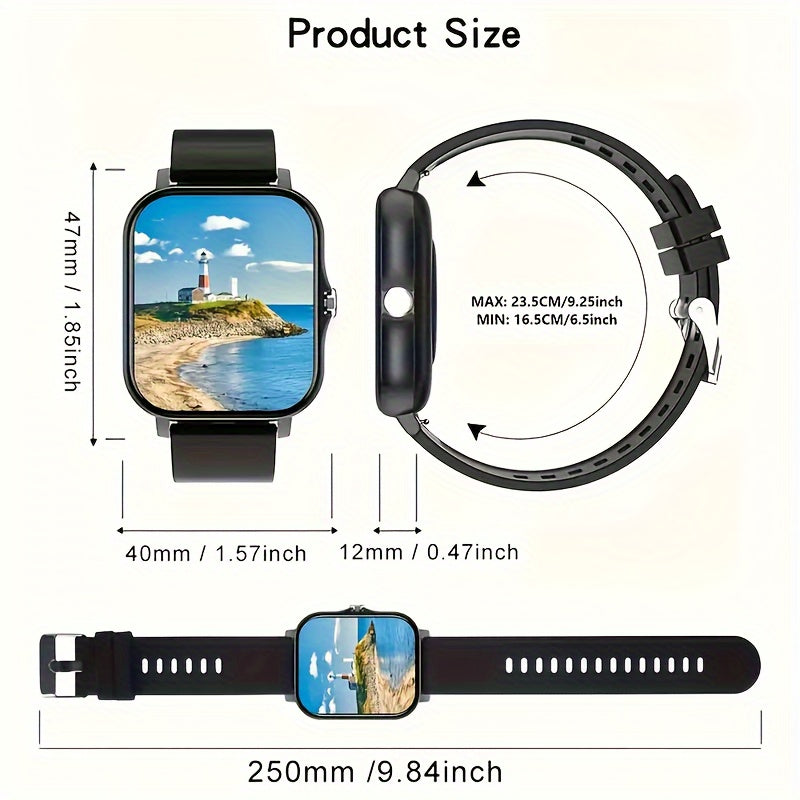 1pc 2024 Trendy Smartwatch, 4.65cm Full Touch Screen, Sports Fitness Tracker with Call Functionality, Step Counter, Distance & Activity Modes, USB Rechargeable Lithium Battery, for iPhone & for Android, Smart Watch for Androi