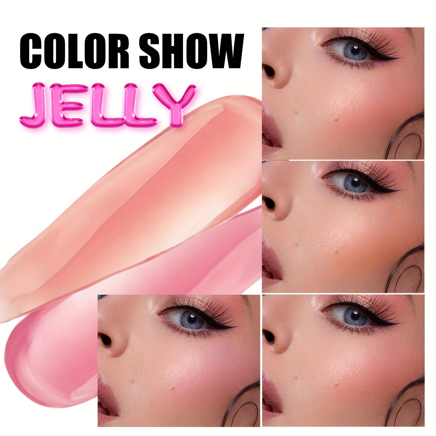 Waterproof Jelly Blush Stick - Dual-Use for Lips & Cheeks, Lightweight Concealer, Brightens All Skin Tones, 5g