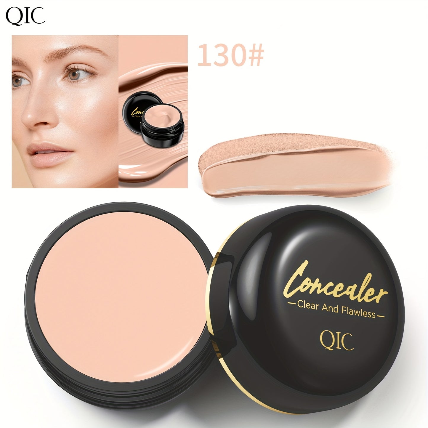 QIC Full Coverage Concealer Cream - Waterproof, Matte Finish for All Skin Tones, Hides Scars & Dark Spots, Long-Lasting, Multi-Color, Plant-Based Formula