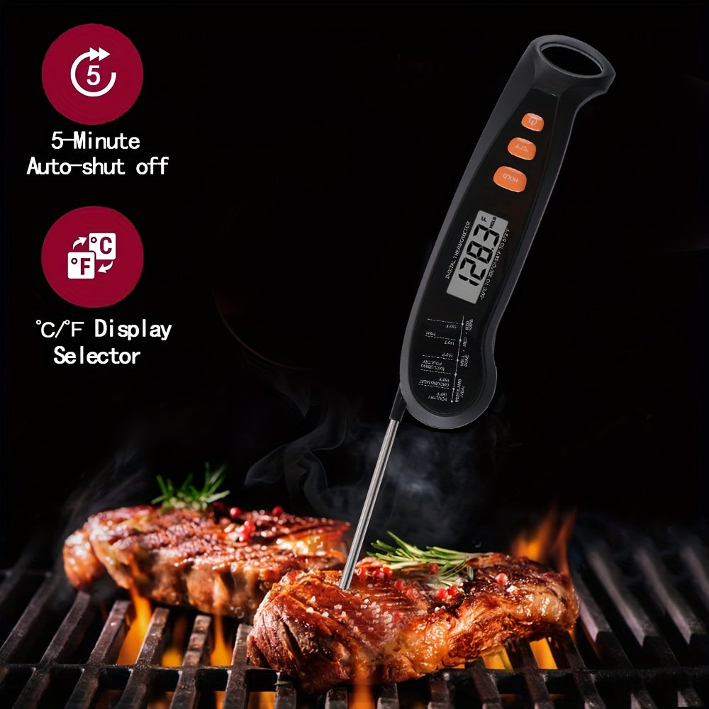 1pc Digital Kitchen Food Thermometer, Fast and Accurate Temperature Measurement, Foldable Design for Easy Storage, Metal Probe, Digital Display, Single Use, Suitable for Food Contact, Requires 1 AAA Battery (Not Included)