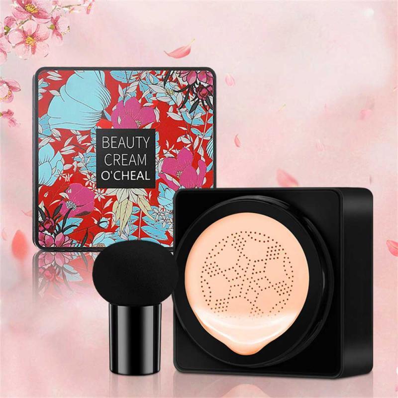 BB Cream Foundation With Mushroom Head Sponge, Full Coverage Long Lasting Moisturizing, Concealer Foundation Natural Nude Makeup