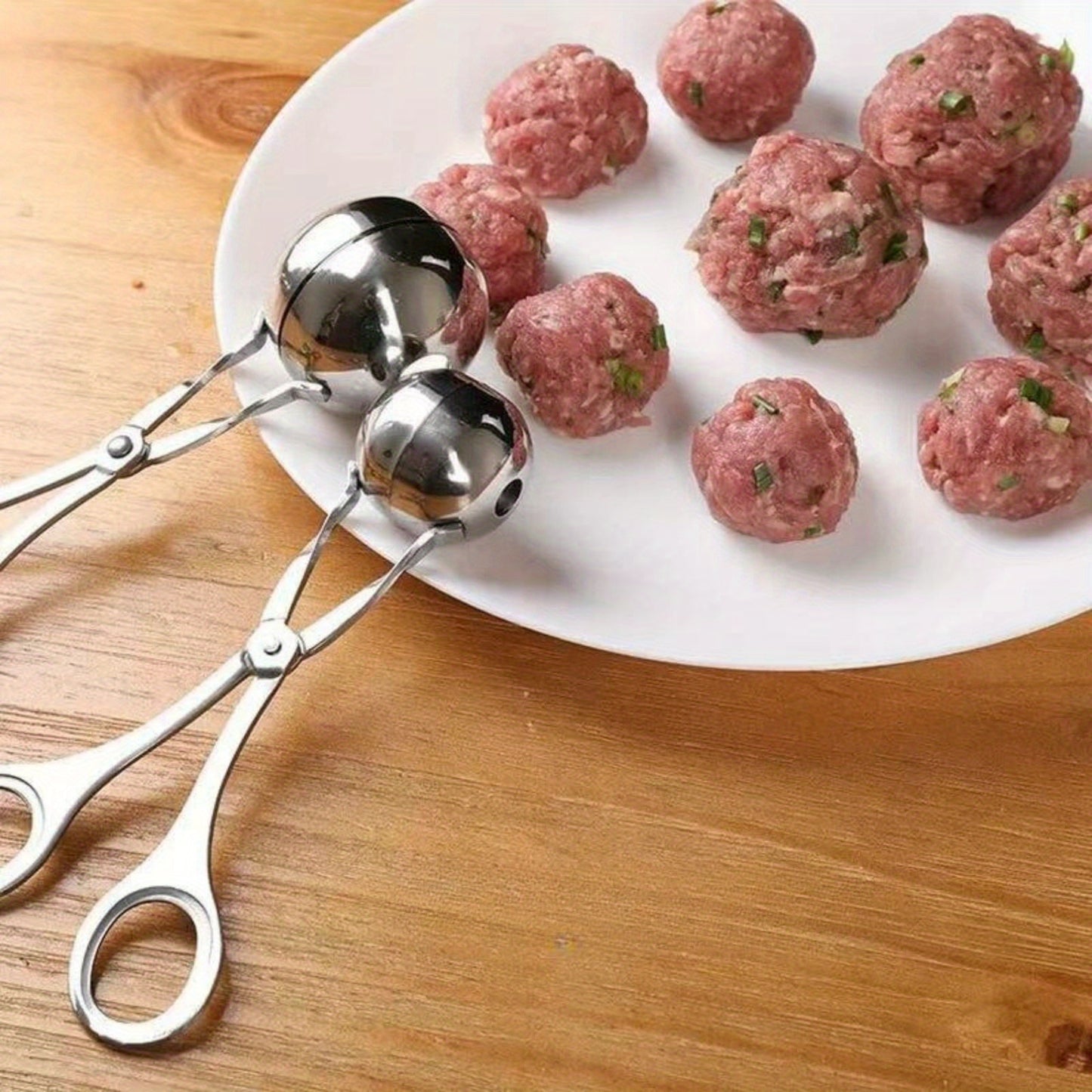 1pc Stainless Steel Meat Ballers with Anti-Slip Handles None-Stick Meat Baller Tongs Meatball Scoop Ball Makers, Rice Cake Pops Mold, Meatball Maker Ice Tongs Cookie Dough Scoops for Kitchen Tools