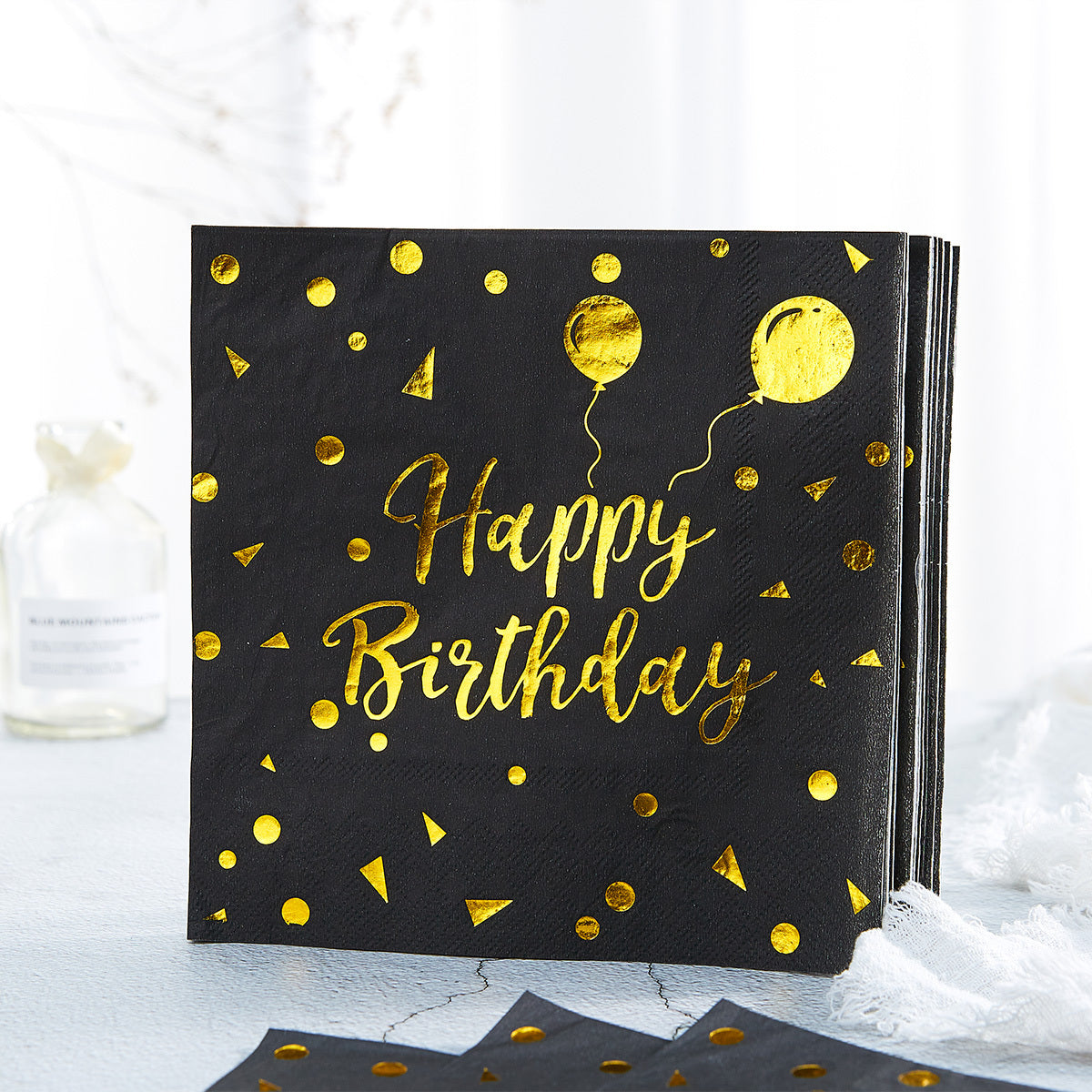 96pcs Birthday Party Supplies Set - Black & Golden Disposable Plates, Napkins, Cups - Perfect for Celebrations & Decorations