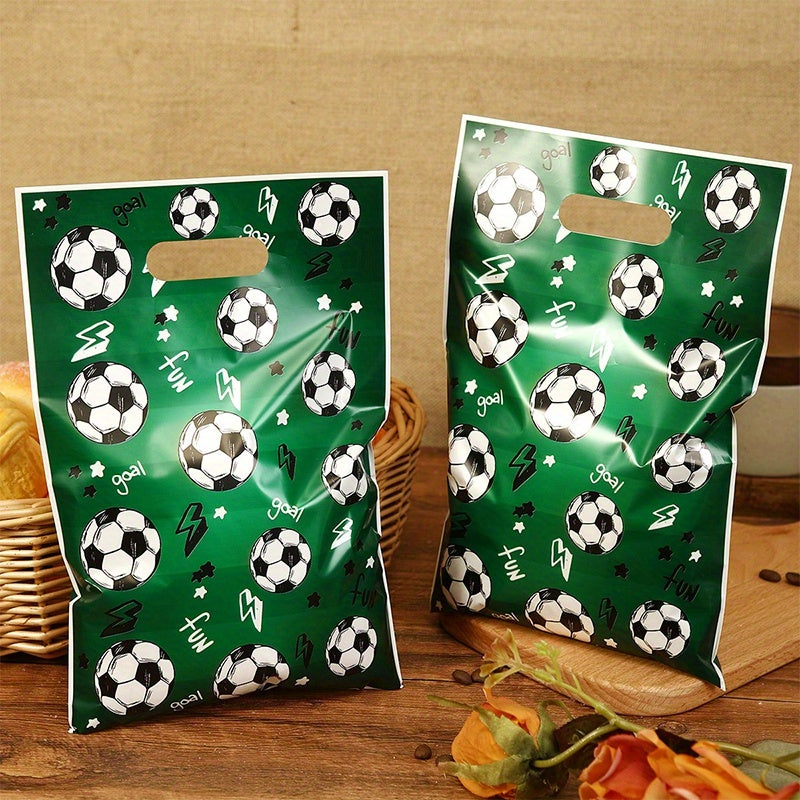 10/20/50Pcs Green Soccer Pattern Gift Bag, Candy Tote Bags, Multi-Purpose Gift Wrapping Supplies Goody Bag, Birthday Party Packaging Bags, Baby Shower Decoration Favors Supplies