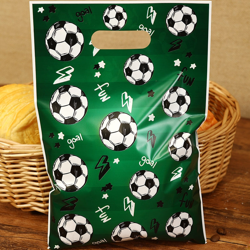 10/20/50Pcs Green Soccer Pattern Gift Bag, Candy Tote Bags, Multi-Purpose Gift Wrapping Supplies Goody Bag, Birthday Party Packaging Bags, Baby Shower Decoration Favors Supplies