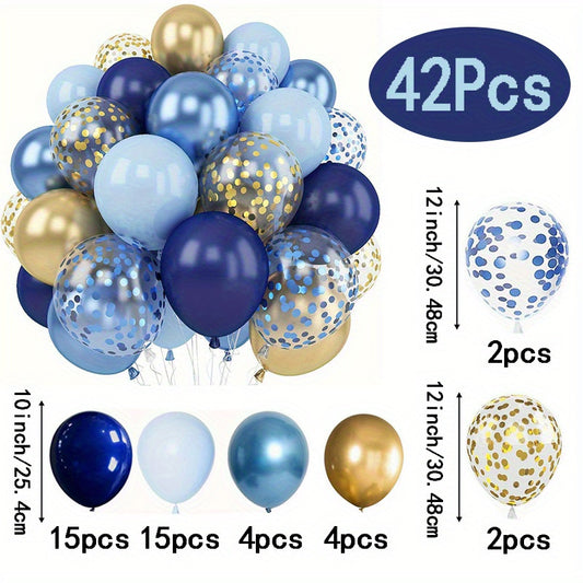 42-Piece Balloon Set - Navy, Golden, Blue Latex Balloons for Parties - Non-Electric, Ages 3-6 & 14+ - Perfect for Weddings, Birthdays, Gender Reveals, Bachelorette & Baby Showers