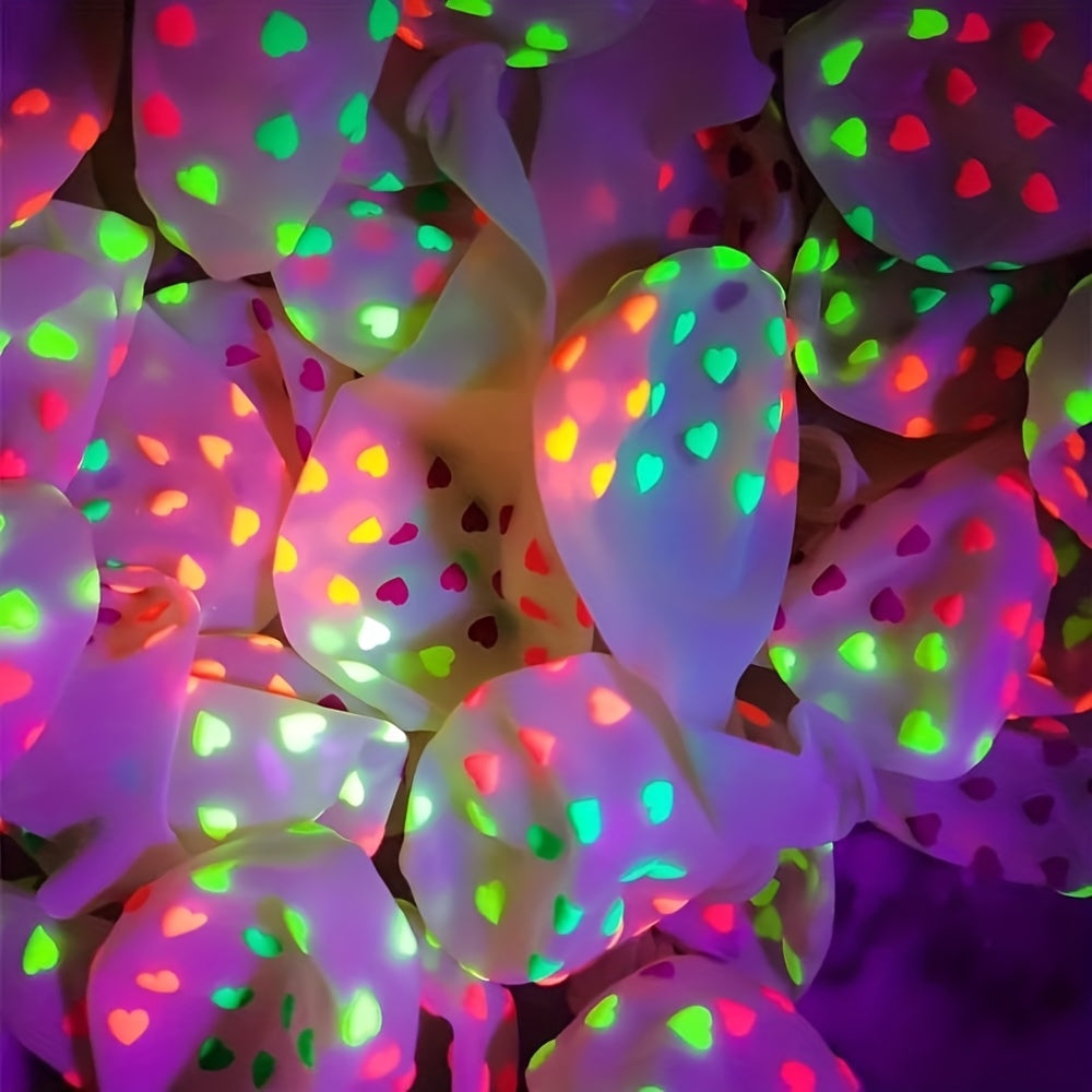 Glow-in-the-Dark Neon Heart Balloons - Perfect for Valentine's Day, Weddings & Birthdays - UV Reactive Latex Party Decorations