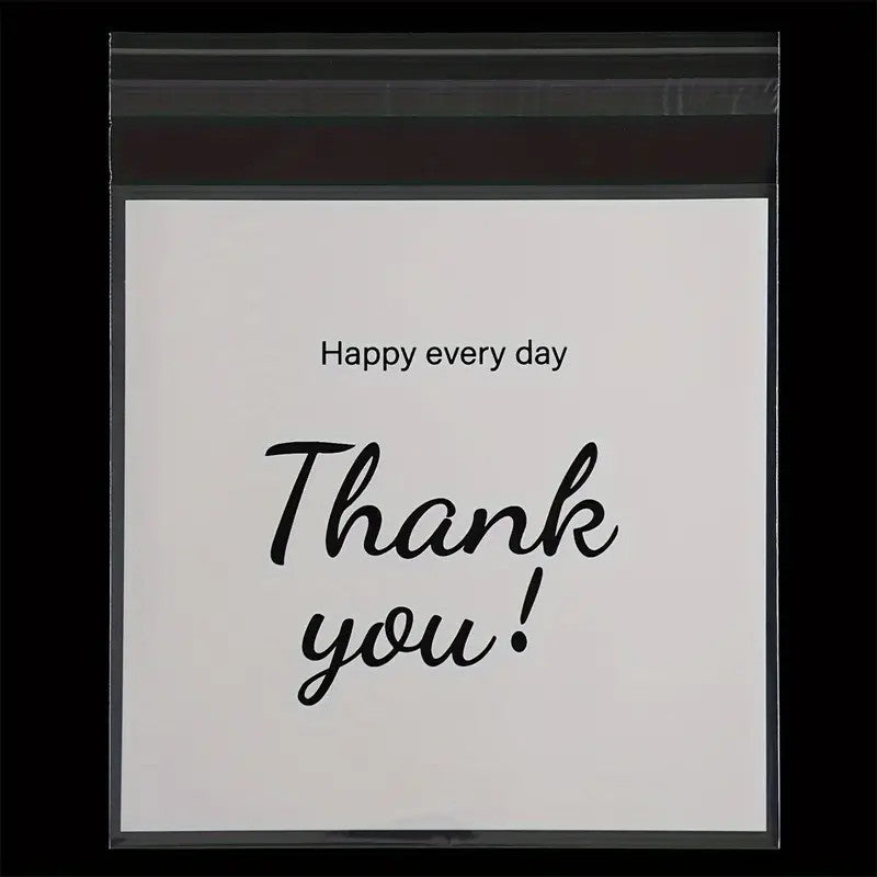 100 OPP Printed Thank-You Bags, Packaging Supplies, Used for Storing Jewelry, Accessories, Small Self-Sealing Thank-You Bags, Holiday Gift Thank-You Bags