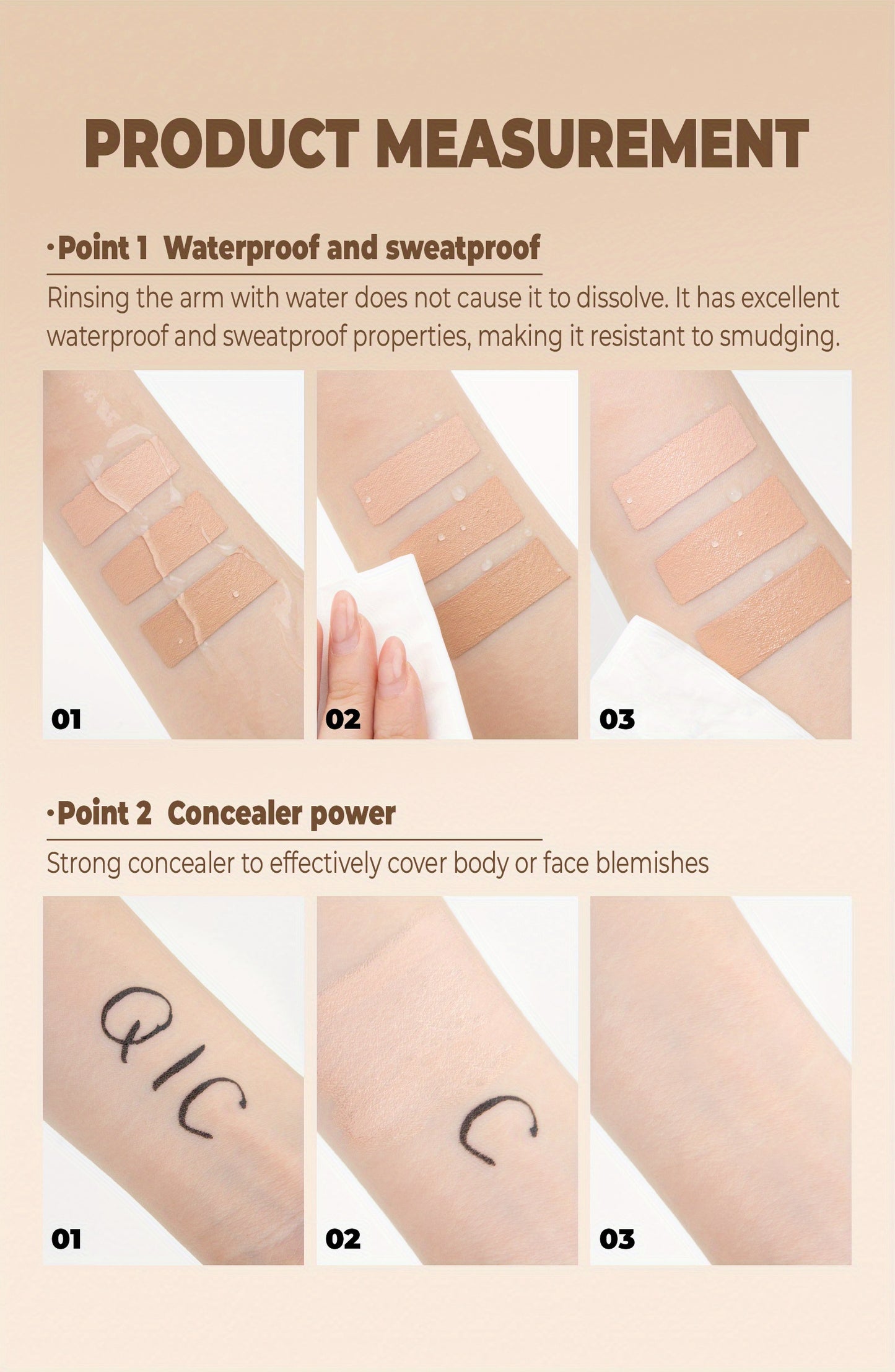 QIC Full Coverage Concealer Cream - Waterproof, Matte Finish for All Skin Tones, Hides Scars & Dark Spots, Long-Lasting, Multi-Color, Plant-Based Formula