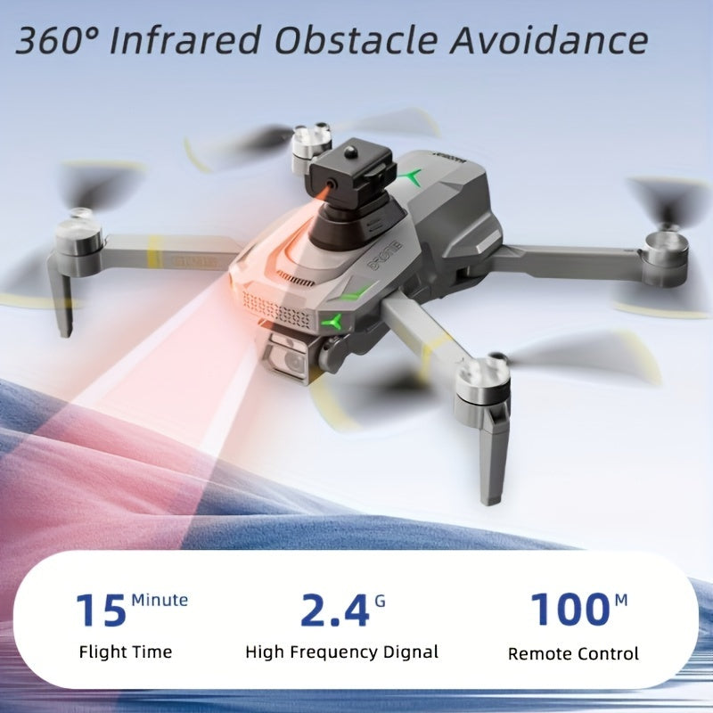 GLOBAL DRONE GD95 Quadcopter Drone, 480p Dual Camera, 360° Obstacle Avoidance, 2000mAh Battery, 10m/s Max Speed, 40m Altitude, 100M 2.4G Remote, with Extra Props, Carrying Case & Protective Ring, for Aerial Photography & Liv