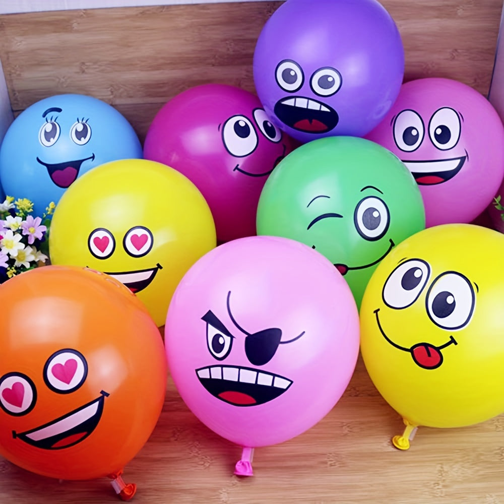 20pcs Vibrant Emotion Latex Balloons Set - Cute & Diverse Faces, High-Quality, Includes Pump - Perfect for Kids Birthday Parties, Weddings, & Holiday Decorations