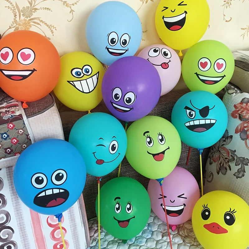 20pcs Vibrant Emotion Latex Balloons Set - Cute & Diverse Faces, High-Quality, Includes Pump - Perfect for Kids Birthday Parties, Weddings, & Holiday Decorations