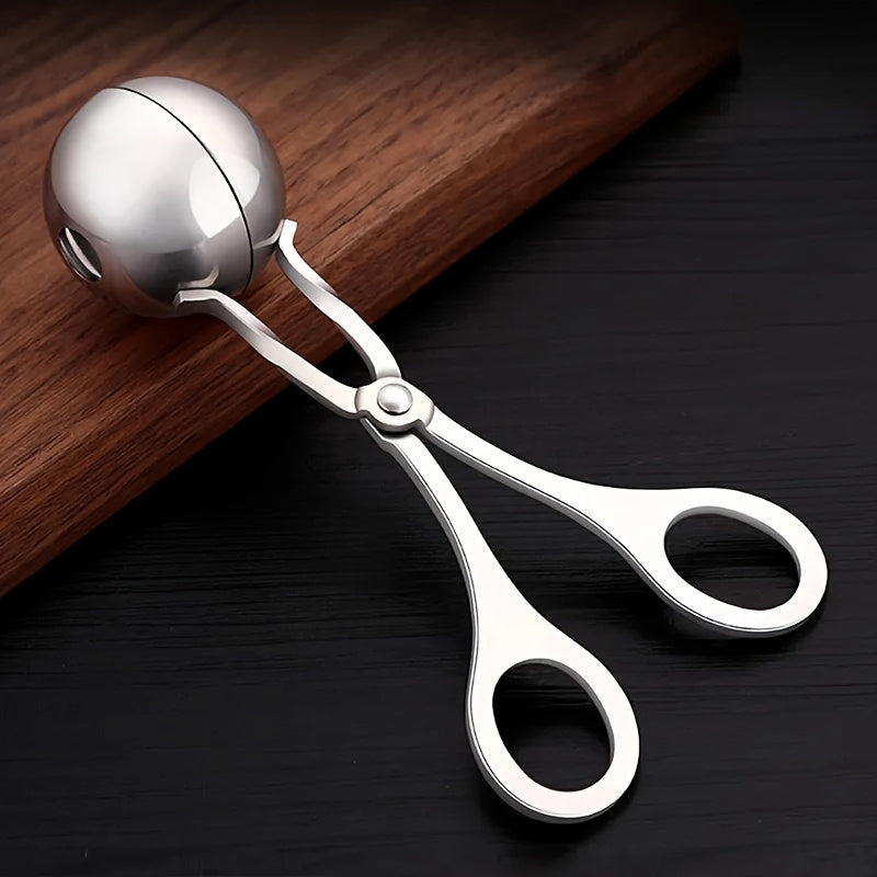 1pc Stainless Steel Meat Ballers with Anti-Slip Handles None-Stick Meat Baller Tongs Meatball Scoop Ball Makers, Rice Cake Pops Mold, Meatball Maker Ice Tongs Cookie Dough Scoops for Kitchen Tools