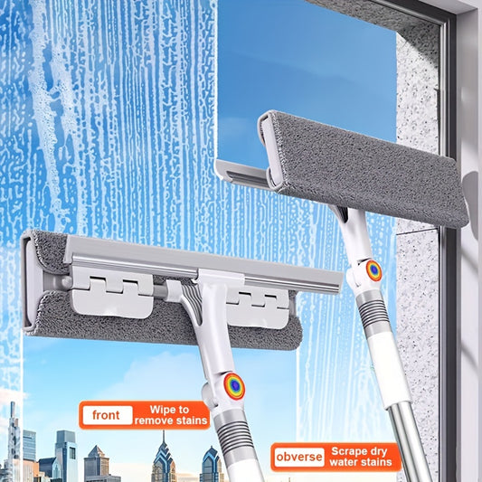 2-in-1 Glass Wiper, Multi-Functional Plastic & Stainless Steel Window Cleaning Tool, Ideal for Bathroom, Outdoor, Wall, Floor, and Glass Surfaces