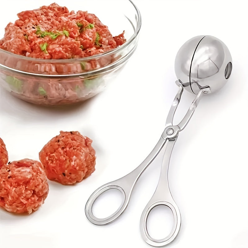 1pc Stainless Steel Meat Ballers with Anti-Slip Handles None-Stick Meat Baller Tongs Meatball Scoop Ball Makers, Rice Cake Pops Mold, Meatball Maker Ice Tongs Cookie Dough Scoops for Kitchen Tools