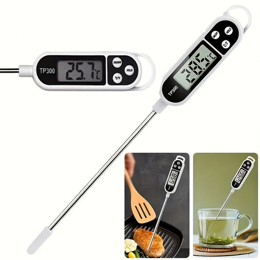 Quick-Check, Versatile Digital Thermometer for Cooking & Baking - Stainless Steel Probe, Perfect for BBQ, Oil, Water, Milk, and More - Battery-Powered (Battery Not Included)