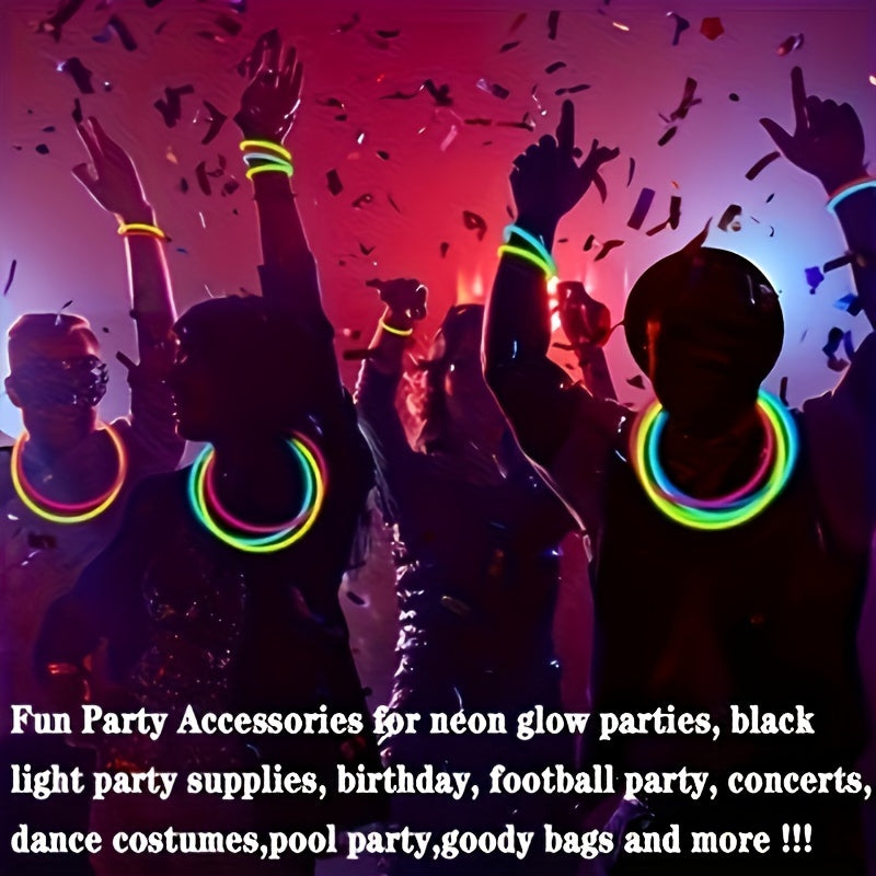 100pcs Vibrant Glow Sticks - Battery-Free, Flexible Neon Rods for Parties, Christmas, Halloween & Easter Decorations