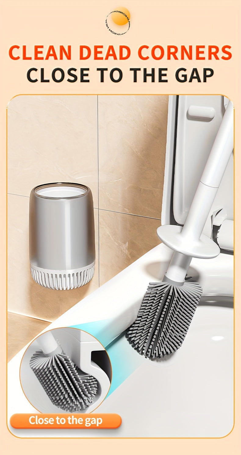 Joyoas Soft Plastic Toilet Brush with Multiple Components - Reusable, Wall-Mounted, Suitable for Toilet Cleaning