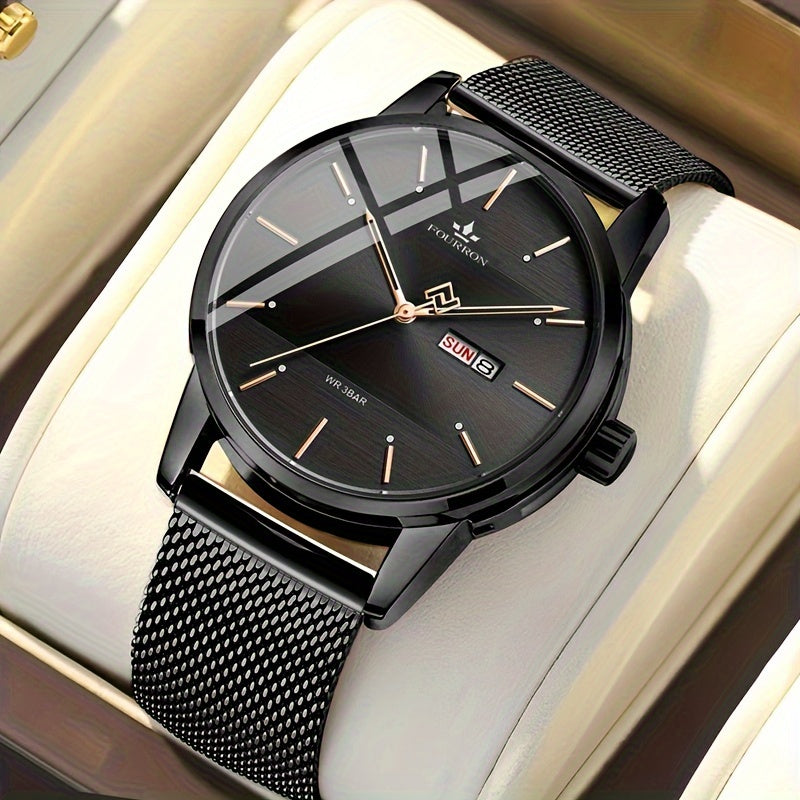 The FOURRON Brand Offers a New Stainless Steel Men'S Quartz Watch Featuring a Stylish And Minimalist Design, Perfect for Everyday Wear, Travel, And Business. It Is an Ideal Choice for Birthday And Holiday Gifts, with Multifun