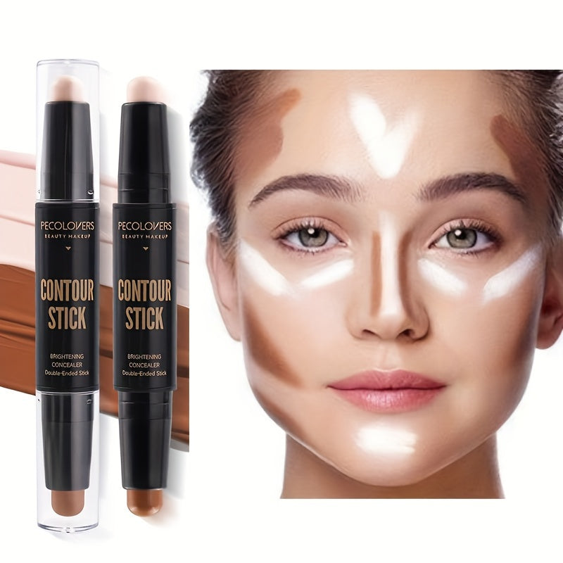 PECOLOVERS Highlight Contour Stick Duo - Nature Finish, Water Resistant, All Skin Tones, Under 1 Fl Oz Multi-Use Contouring & Bronzing Pencil, Cream Formula for Enhanced Coverage, Stick Form