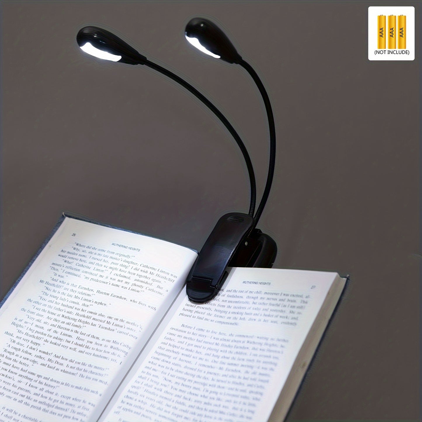 1pc Adjustable 4-LED Reading Light with Clip - Portable, Battery-Powered Desk Lamp, Flexible Arm for Night Readers, Ideal for Travel & Bedroom Use, Sleek Black Design, Lamp for Bedroom