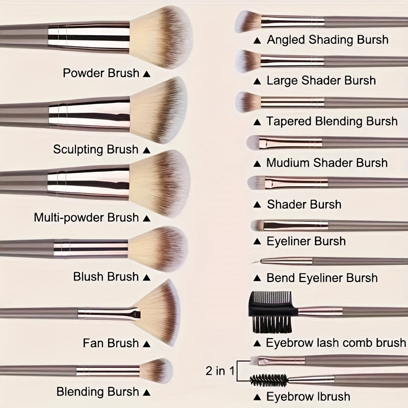 Professional Makeup Brushes Set Bag Foundation Eyelash Eyebrow Eyeshadow Cosmetic Make Up Tool Makeup Brush Tool Set Premium Champagne Golden Makeup Brushes Christmas, Halloween, Birthday,Thanksgiving Gifts