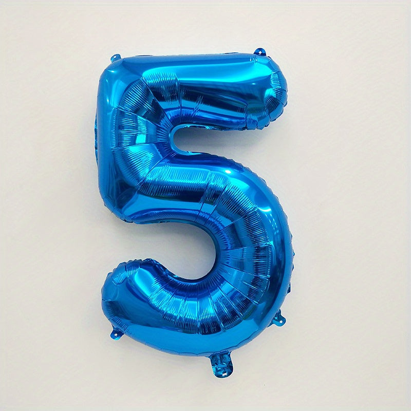 1pc Giant 32-inch Blue Number "60.96cm Balloon - Perfect for Birthdays, Weddings, Anniversaries & Theme Parties - Durable Self-Sealing Aluminum Film, Ideal for Celebrations & Decor, Birthday Balloons