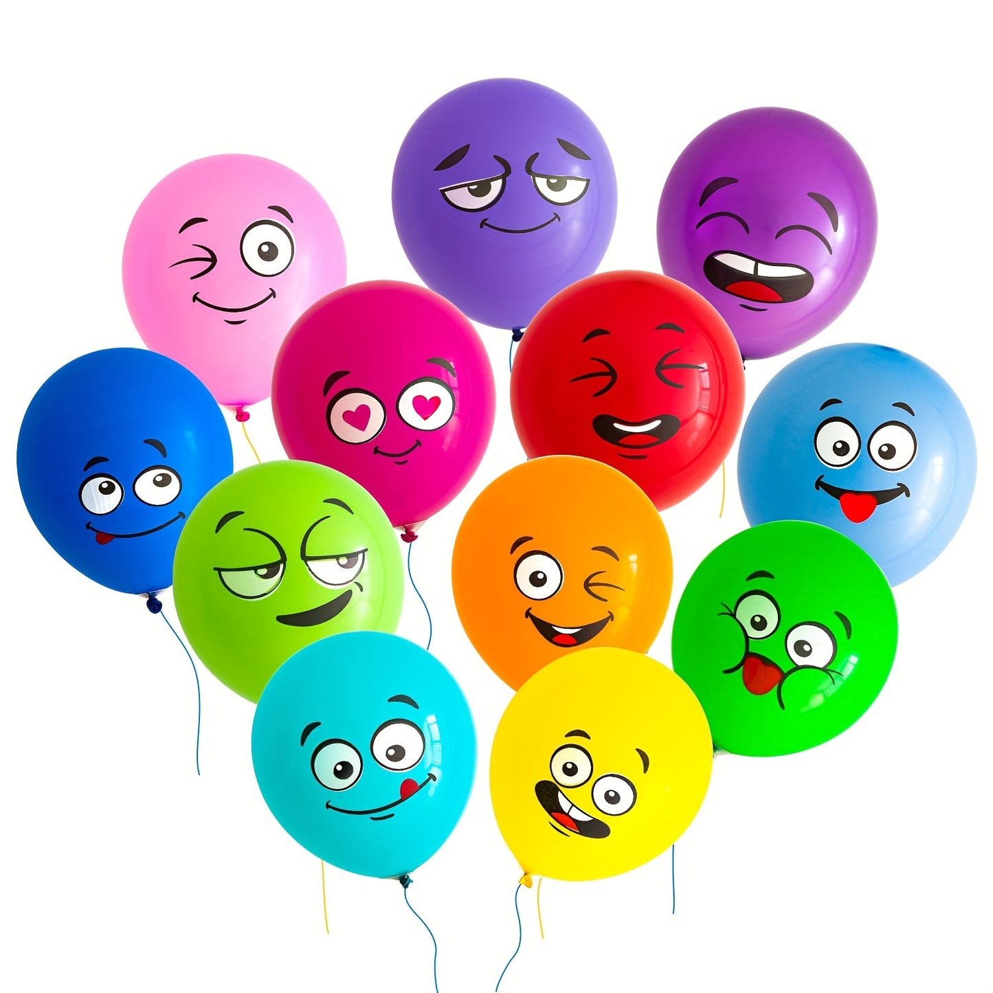 20pcs Vibrant Emotion Latex Balloons Set - Cute & Diverse Faces, High-Quality, Includes Pump - Perfect for Kids Birthday Parties, Weddings, & Holiday Decorations