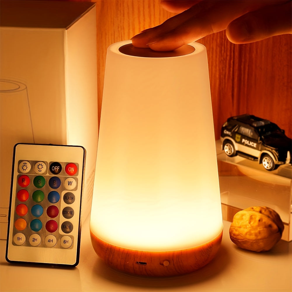 LED Lulling Night Light, Bedroom Dimmable Touch Light, Portable Table Bedside Lamp, 5 Brightness and 13 RGB Colours, Bedroom/Bathroom/Hallway/Living Room Night Lights