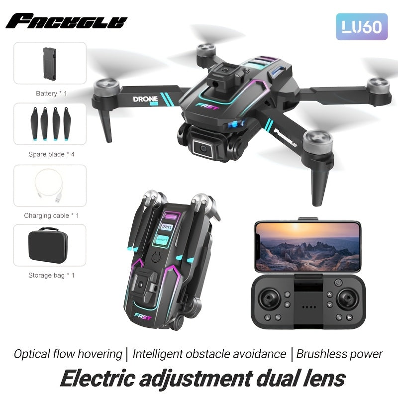 Lu60 Dual Camera Drone, Optical Flow Positioning, Intelligent Obstacle Avoidance, Anti-Shake Lens, More Comprehensive, Stable and Clear Shooting, Suitable for Beginners, Ideal Gift for Boys, Christmas, Halloween, Father's Day