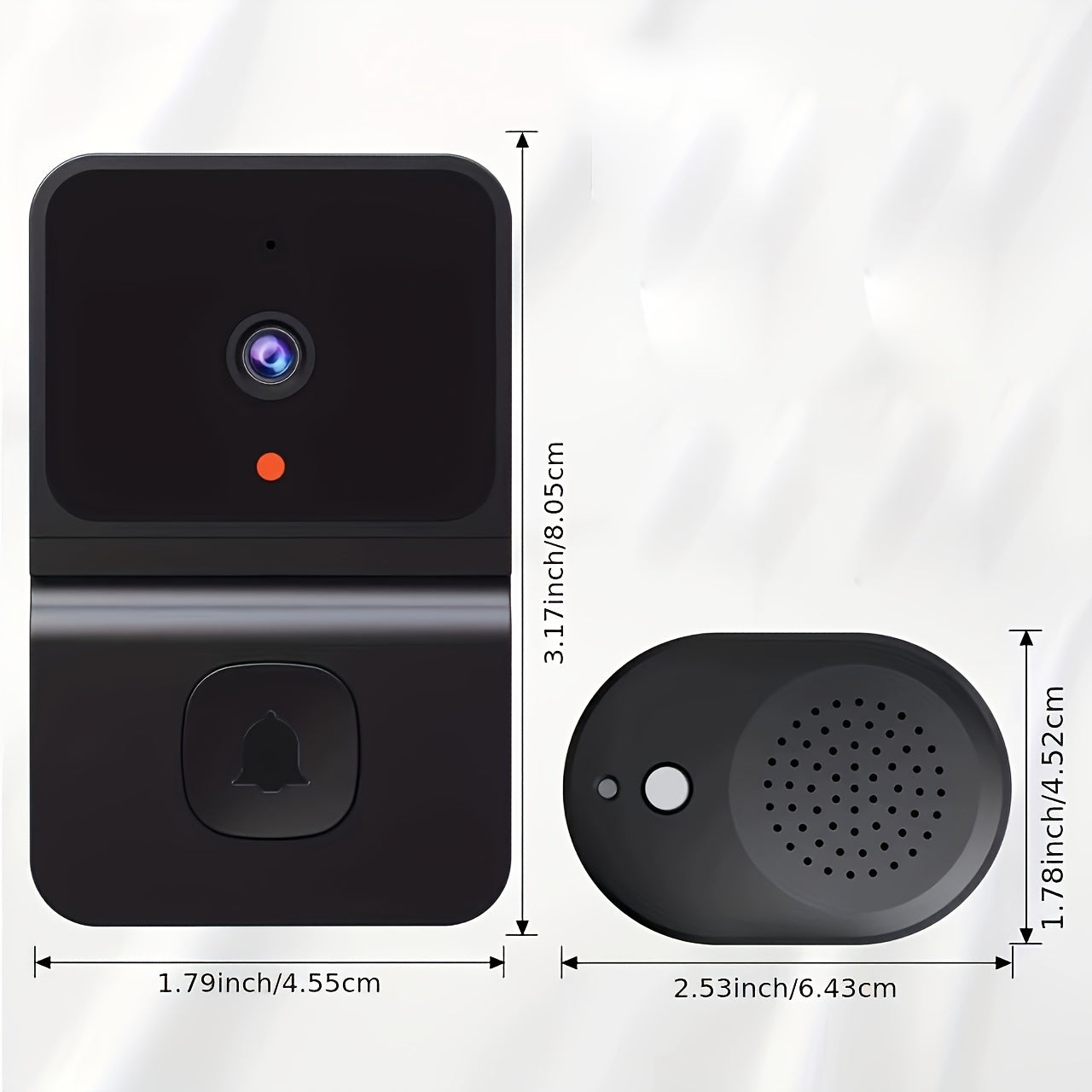 1pc Smart WiFi Doorbell with Built-in Battery - Wireless Security Camera with 2-Way Audio, Night Vision, USB Rechargeable, Low Power Consumption, Supports 2.4G WiFi for Easy Home Surveillance, Home Security|Sleek Black Design