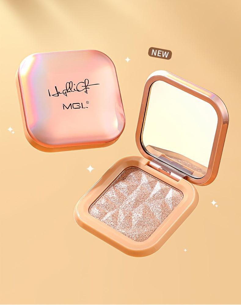 1pc Highlighter Palette, Iridescent Glow Face & Body Illuminator, Shimmering Glitter Contour Powder, Natural Radiance Makeup, Versatile Beauty Cosmetics For Brightening & Sculpting For Music Festival