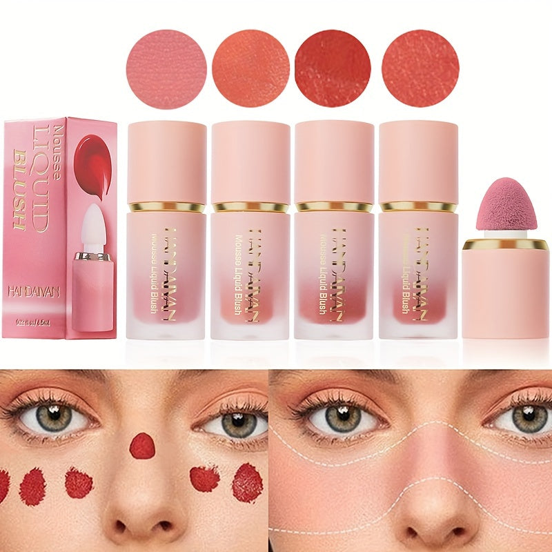 1/2pcs HANDAIYAN Velvet Liquid Blush Set - Medium Coverage, Waterproof, Brightening Cream Blush for All Skin Tones, Natural Berry Tone, Long-Lasting Soft Pinch Face Cream Blush Makeup