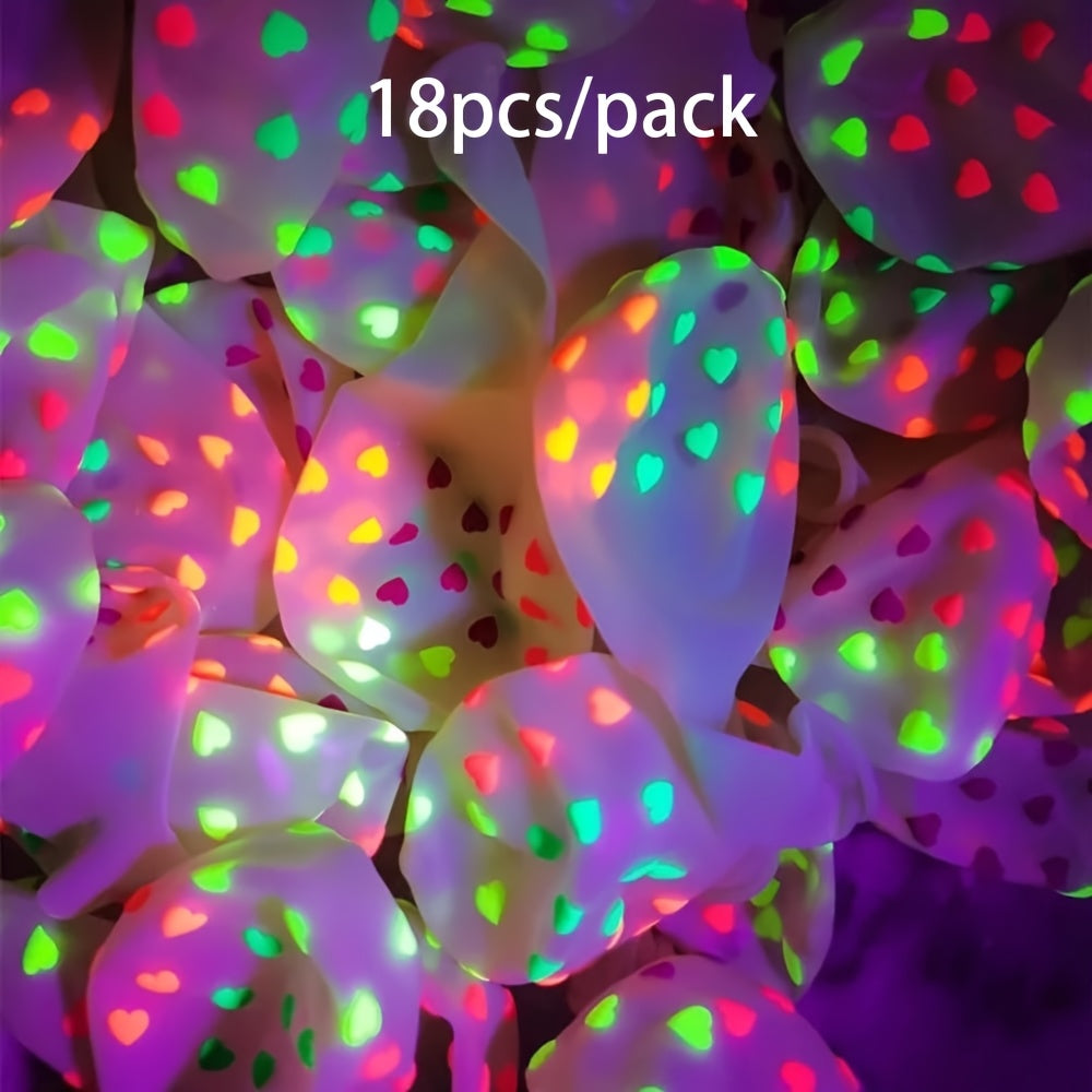 Glow-in-the-Dark Neon Heart Balloons - Perfect for Valentine's Day, Weddings & Birthdays - UV Reactive Latex Party Decorations