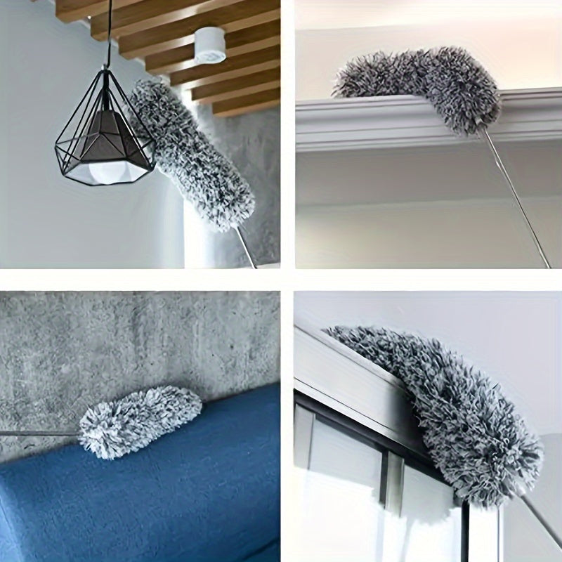 Versatile Retractable Duster with Bendable Head - Reusable & Washable for High Ceilings, Furniture & Car Cleaning