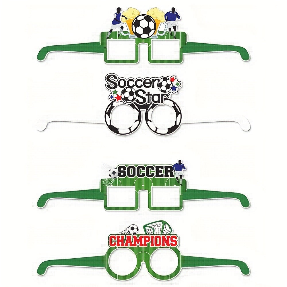 8pcs, Creative Football Theme Paper Glasses Decoration Birthday Party Photo Props Supplies Sport Party Favor