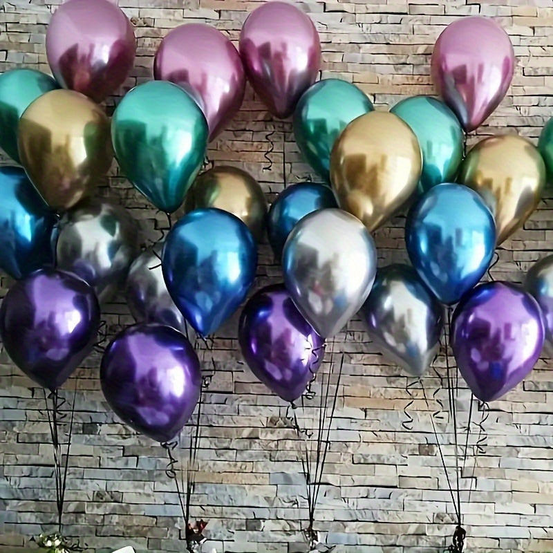 48pcs Sparkling Metallic Balloons Set - Emulsion Material, No Electricity Needed, Ideal for Weddings, Birthdays, Christmas, New Year, Valentine'S Day - Versatile Party Decorations for Ages 14+